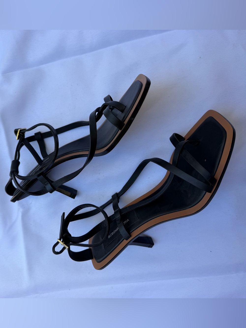 BCBGMaxAzria Black Strappy Ankle-Tie Flat Sandals - Picture 2 of 4